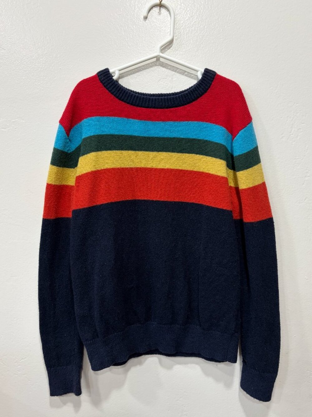 Boy's GAP Striped Pullover Sweater Navy/Multi-Color - Size Small